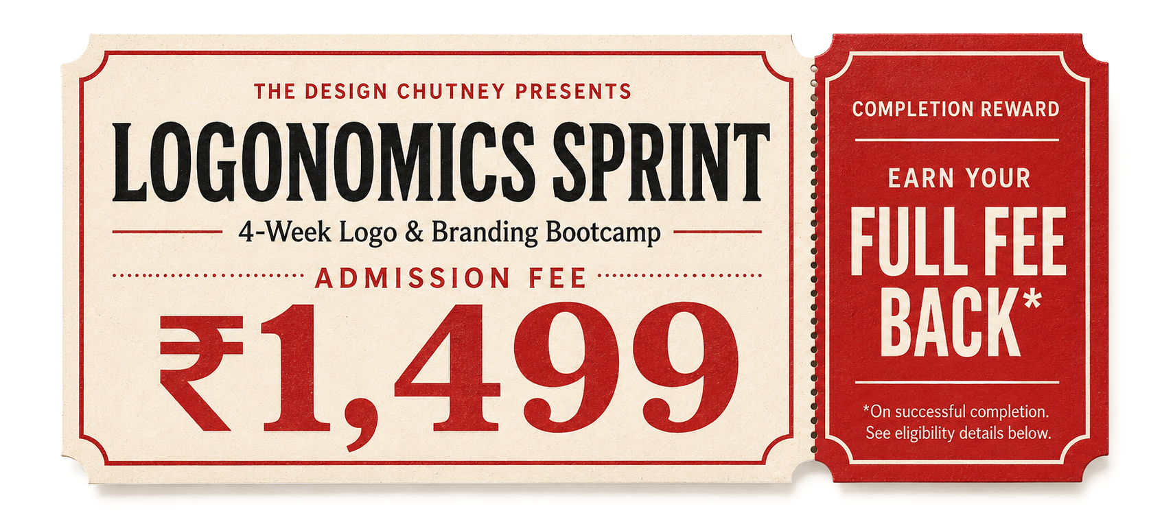 Logonomics Sprint admission fee ₹1,499 with a full-fee completion reward subject to eligibility conditions.